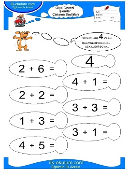 Çocuklar İçin toplam işlemi yaprak testleri 